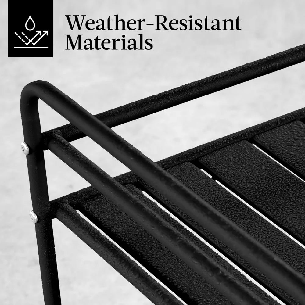 Outdoor Mobile Bar Cart With 2 Tier Storage Lockable Wheels