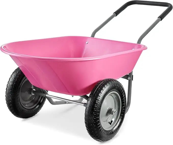 Dual Wheel Home Utility Wheelbarrow Garden Cart With Stand