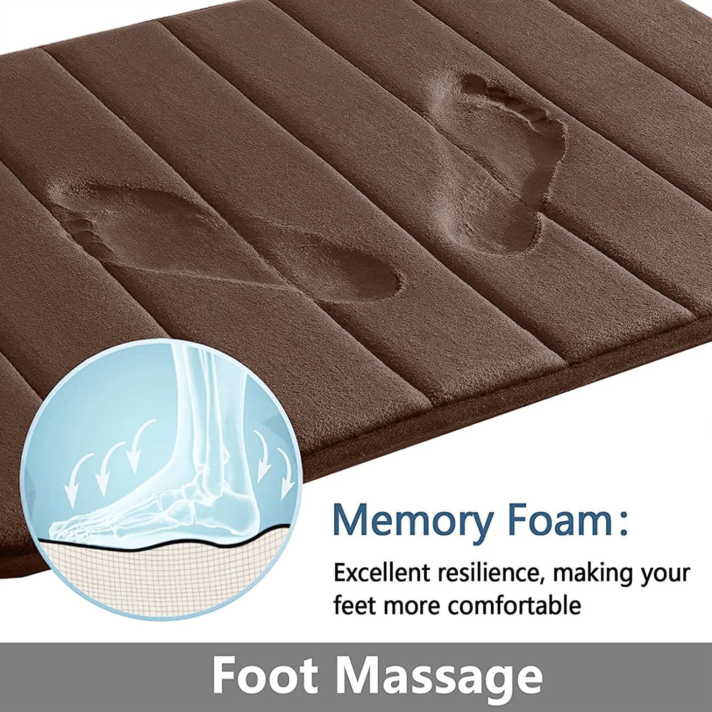Memory Foam Bath Mat Set Non Slip Absorbent Washable