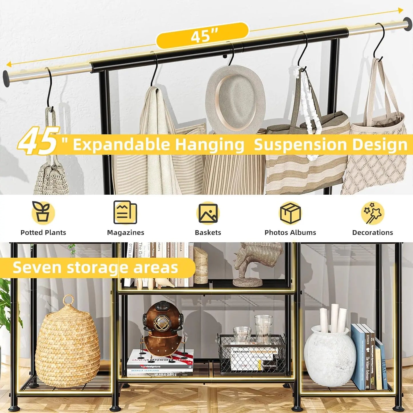 XMSJ Indoor Outdoor Metal Three Tier Hanging Plant Stand