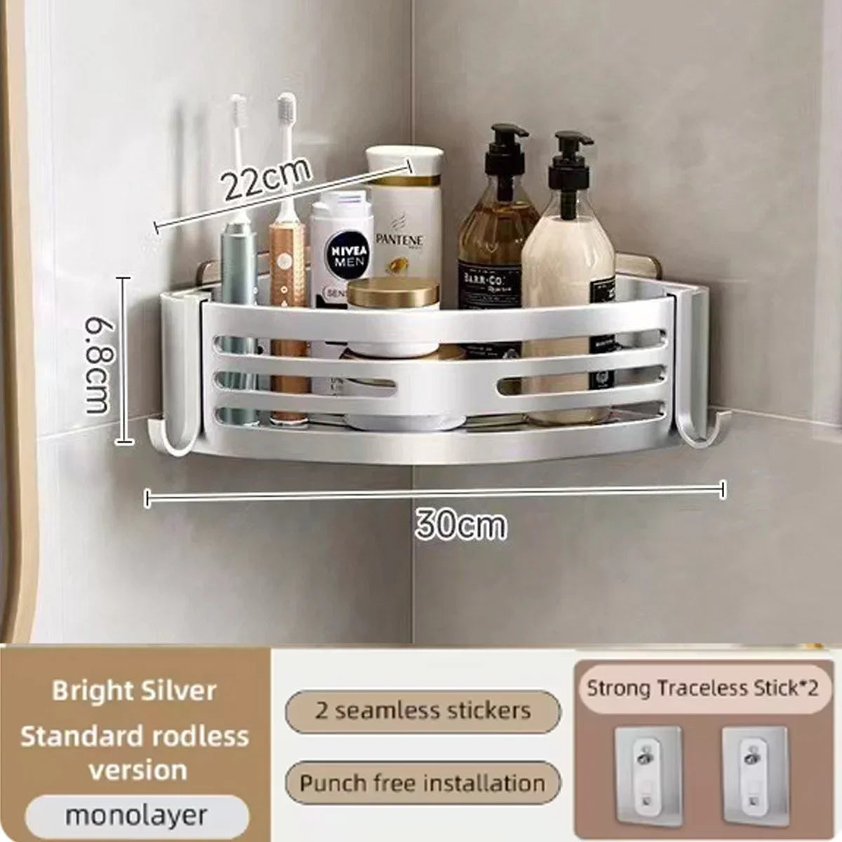 Hign Shower Corner Shelf With Hook Towel Bar Organizer