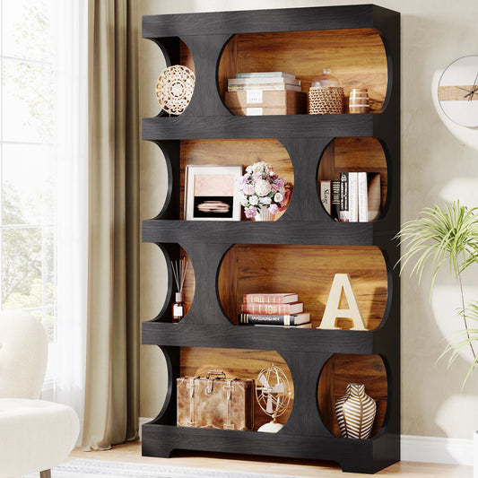 Tribesigns S Shaped Bookcase Modern Freestanding Display Shelves Two Tone Finish Stylish Wall Friendly Storage