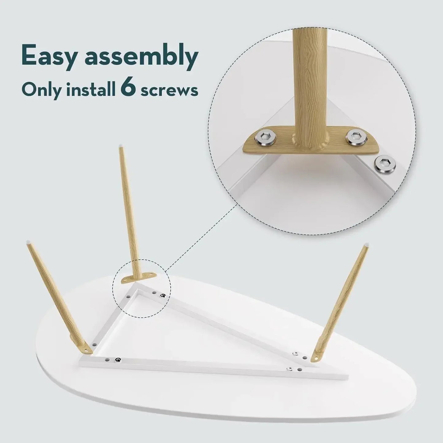 XMSJ Modern Oval Coffee Table For Living Room Easy Assembly