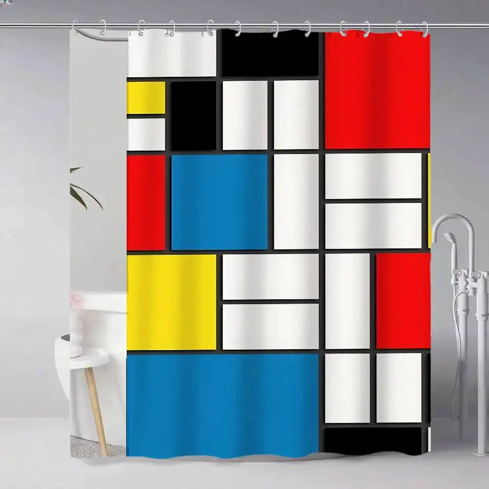 Choice Mondrian Modern Shower Curtain With Hook Art Deco