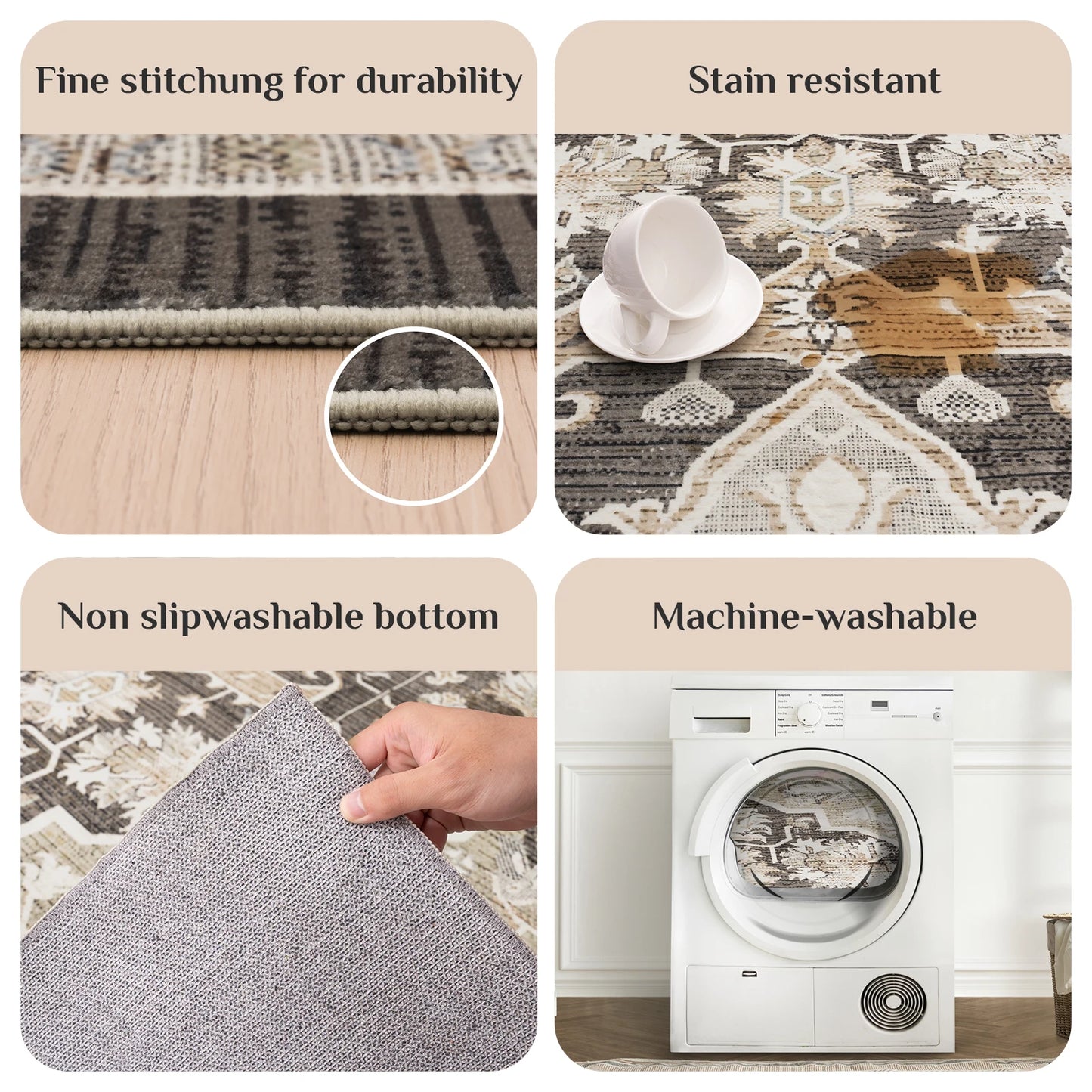 Hign-concerned Orhopui Boho Outdoor Rug Machine Washable