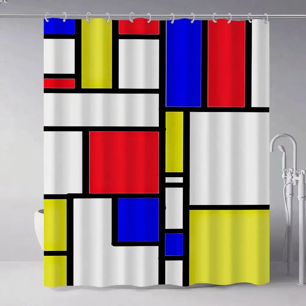 Choice Mondrian Modern Shower Curtain With Hook Art Deco