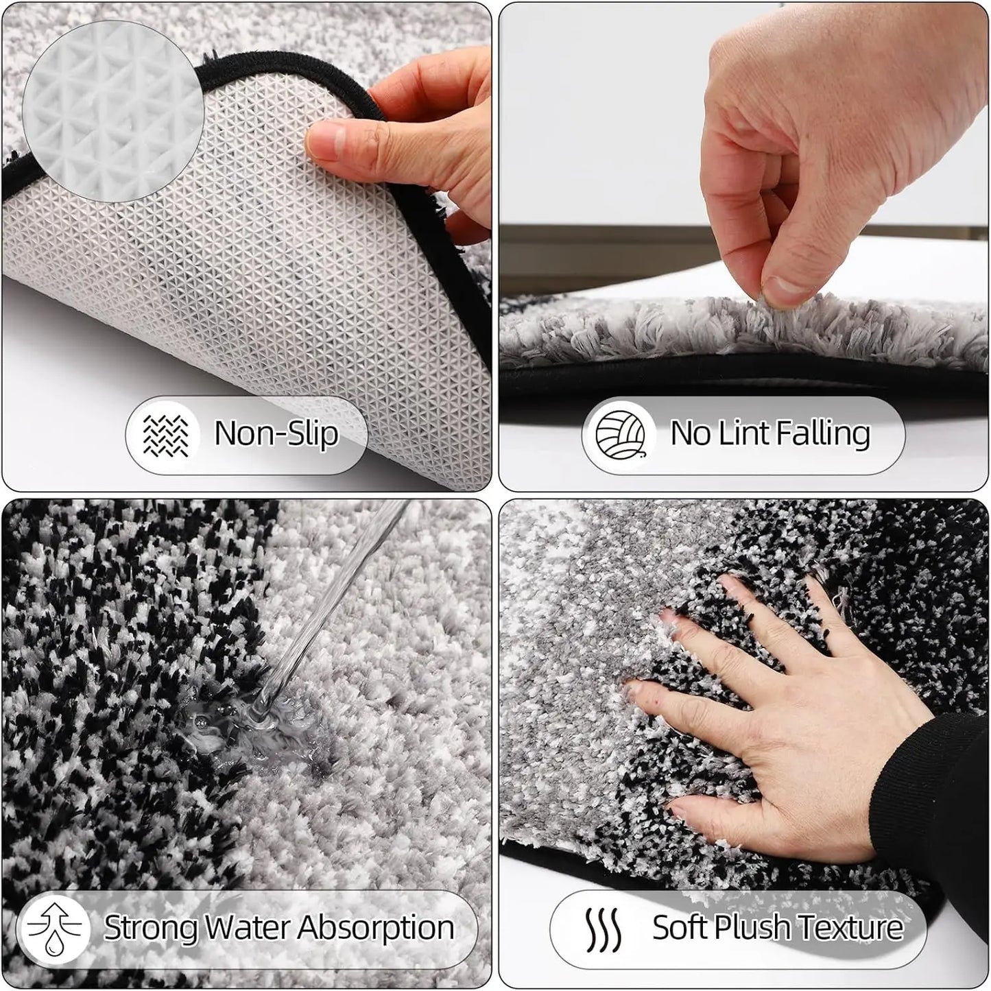 XMSJ Ombre Waterproof Shower Curtain And Ultra Absorbent Rug Set For Modern Home Decor