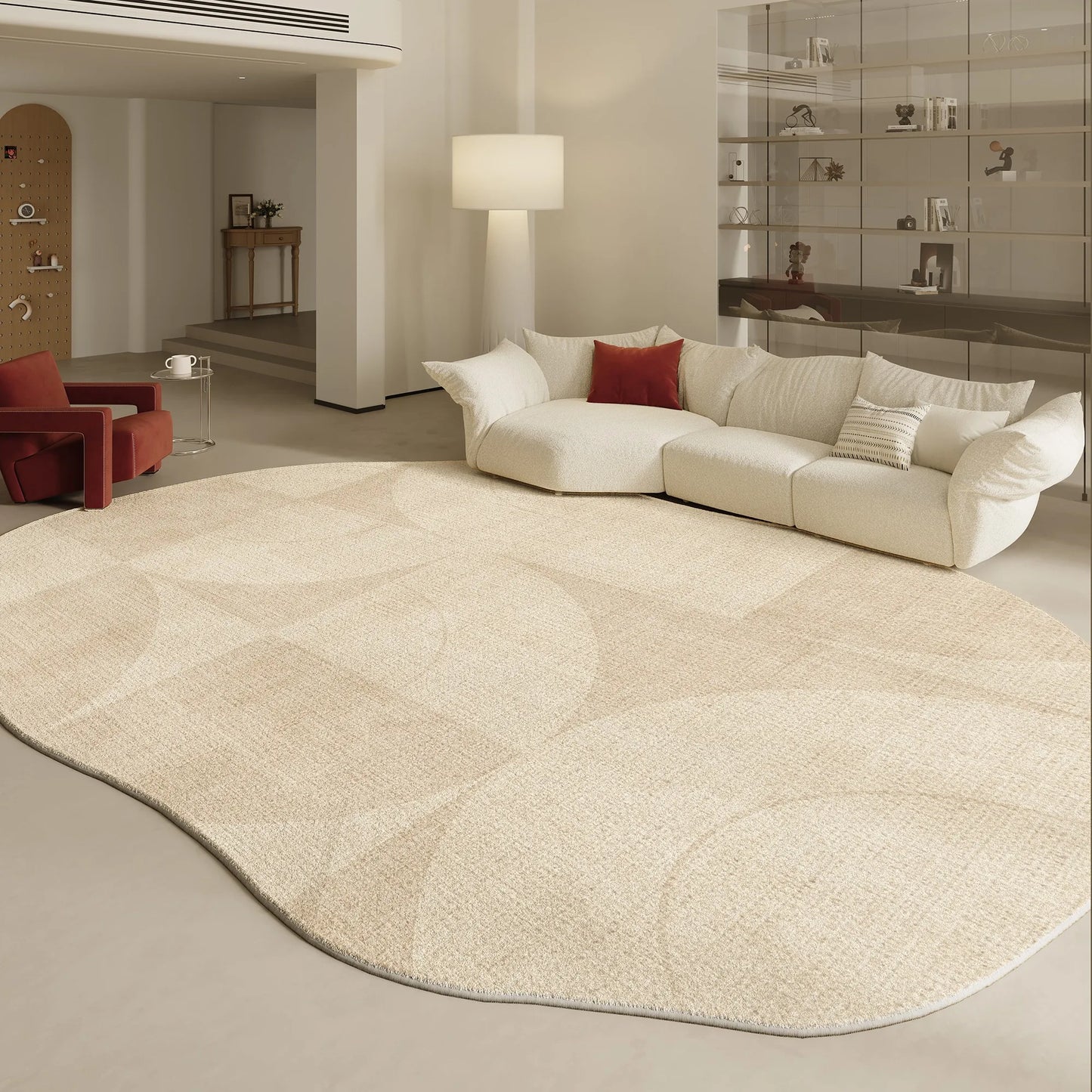 Modern Irregular Shapes Plush Rug For Living Room Decor Sculptural Geometry Area Rug