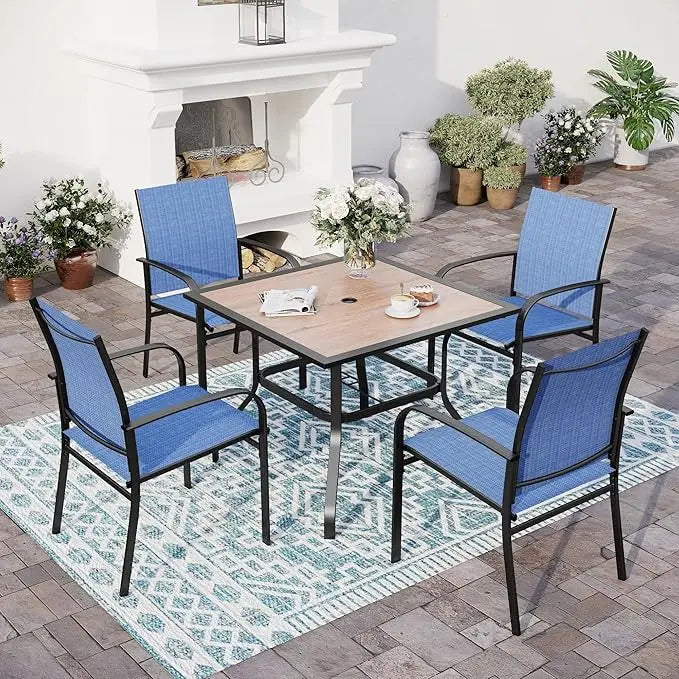 Huanzhuang Patio Dining Set For Four With Umbrella Hole