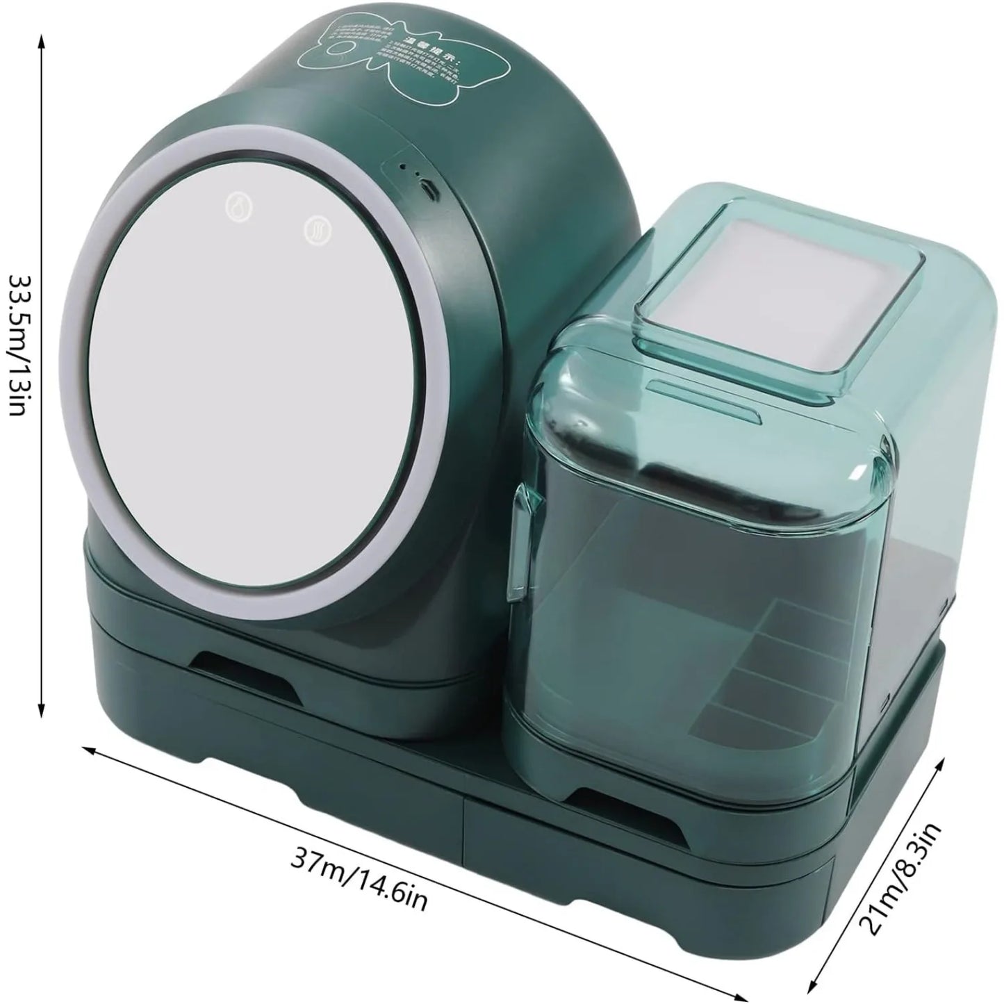 Hign Concerned 360 Rotating LED Mirror Makeup Organizer