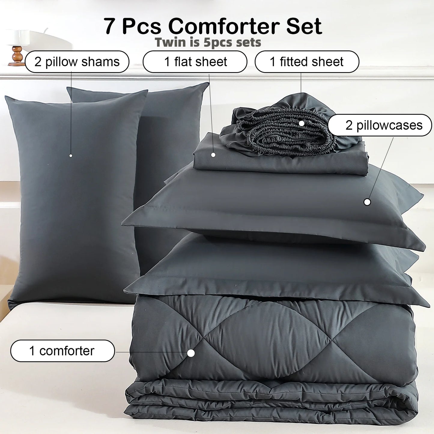 EasYum 100 Percent Polyester Brushed Comfort Bedding Set Soft Durable Easy Care For Cozy Bedroom