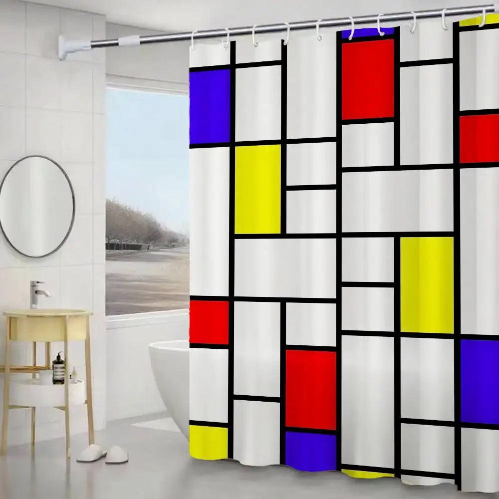 Choice Mondrian Modern Shower Curtain With Hook Art Deco