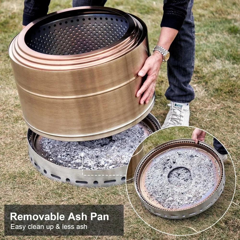 SURESTOVE Smokeless Fire Pit Portable Ash Pan For Outdoor Wood Burning With Cleaner Flames And Reduced Smoke