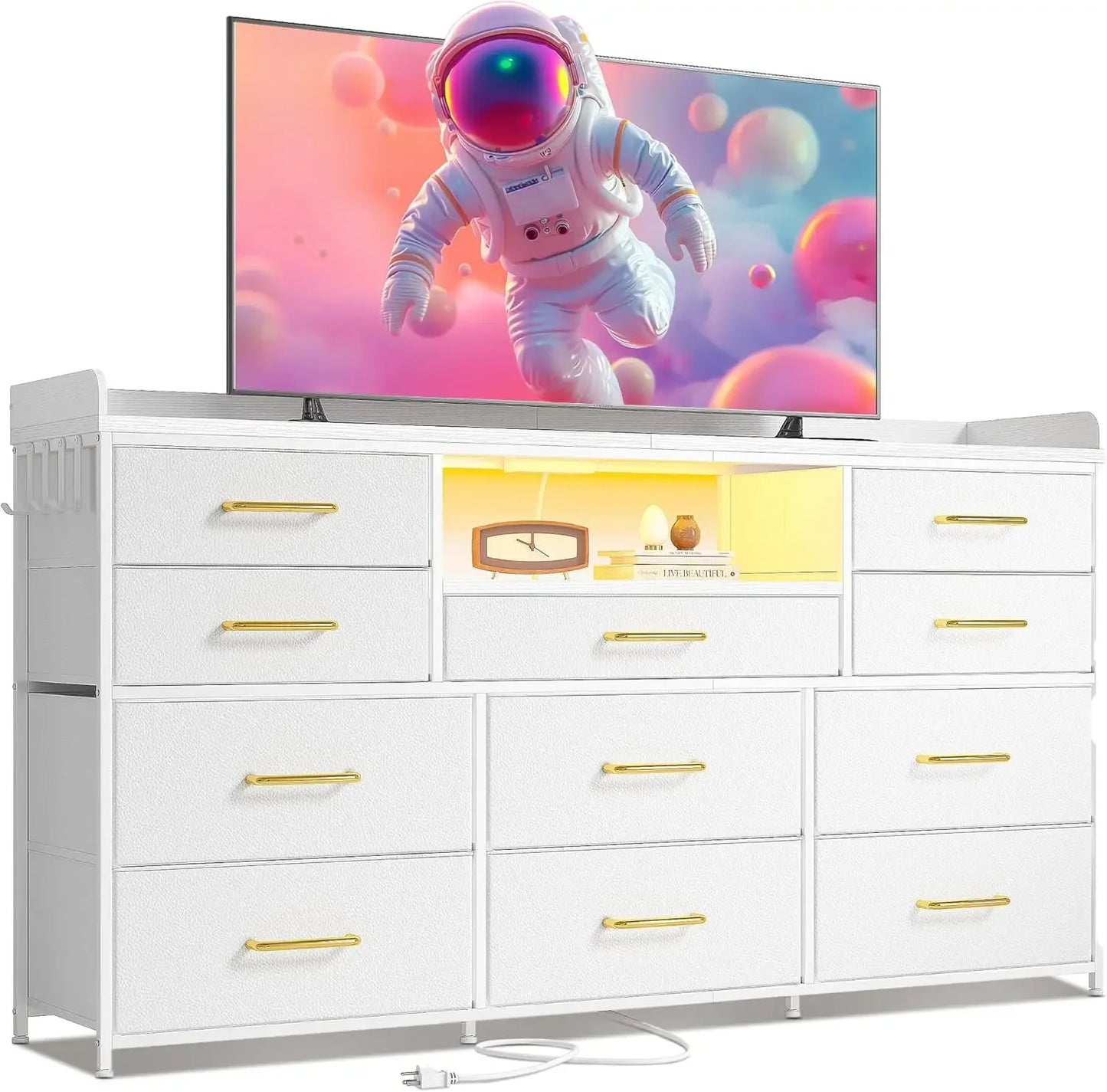 XMSJ 11 Drawer Dresser With TV Stand And LED Lights