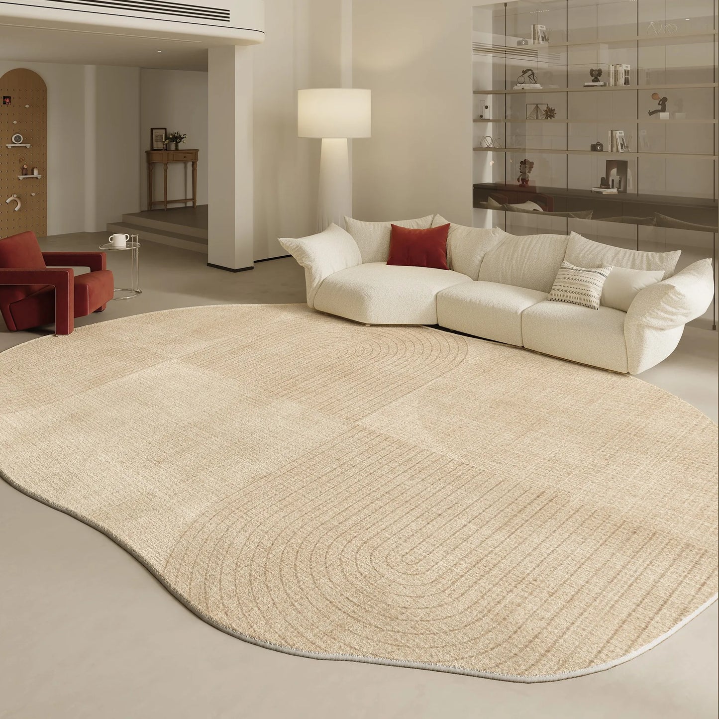 Modern Irregular Shapes Plush Rug For Living Room Decor Sculptural Geometry Area Rug