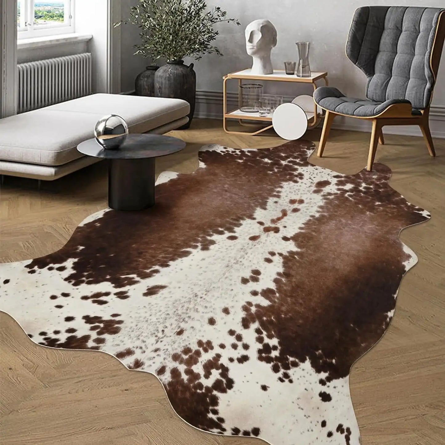 Lochas American Style Animal Print Faux Fur Cowhide Rug