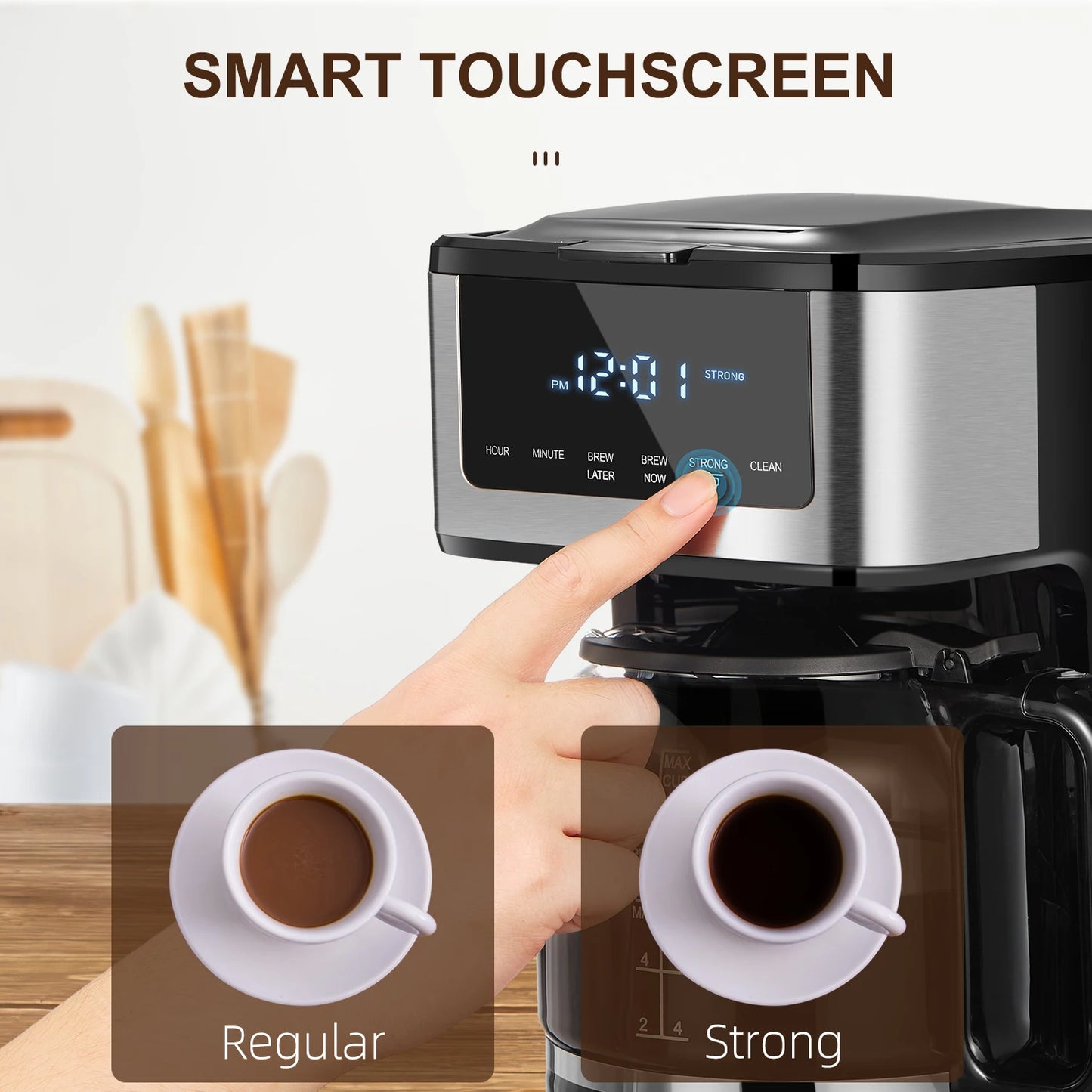 Yabano Programmable Drip Coffee Maker With Touchscreen Brew