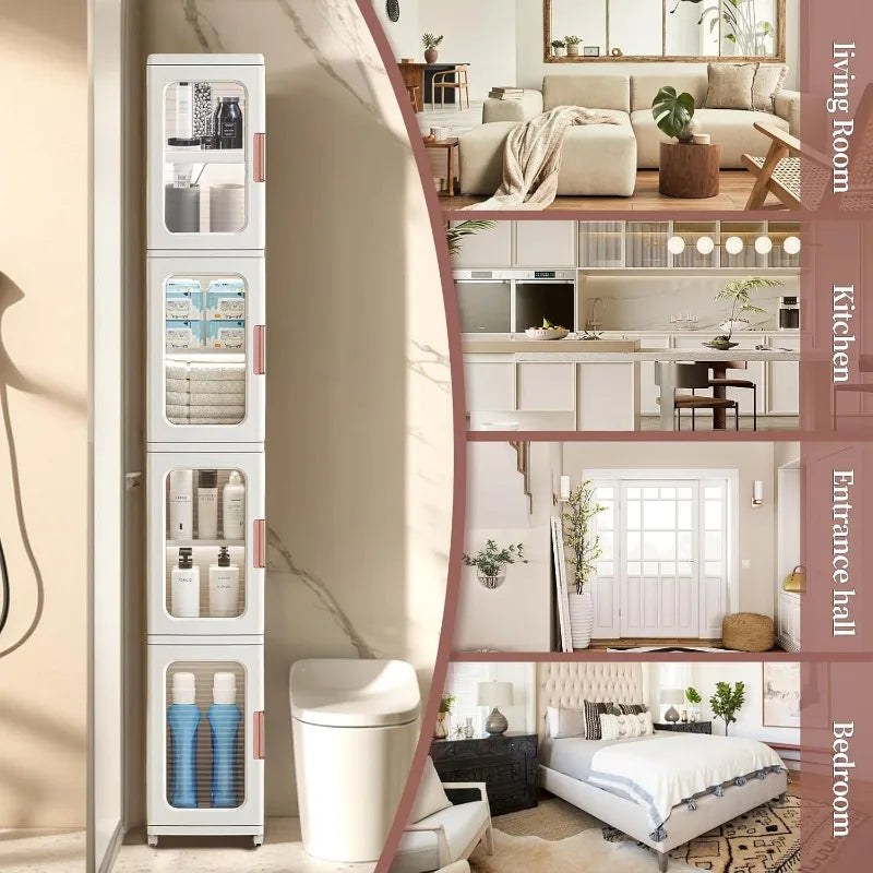 HUANHUICN Storage Cabinet With Doors And Shelves Organizer