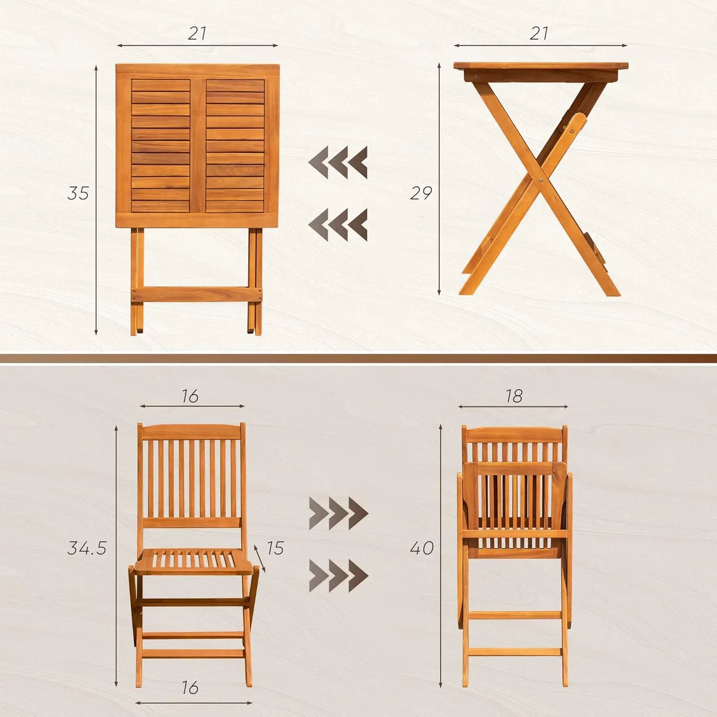 Acacia Wood Folding Bistro Set For Outdoor Relaxation