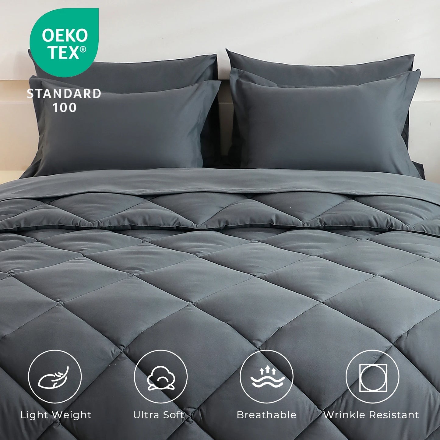 EasYum 100 Percent Polyester Brushed Comfort Bedding Set Soft Durable Easy Care For Cozy Bedroom