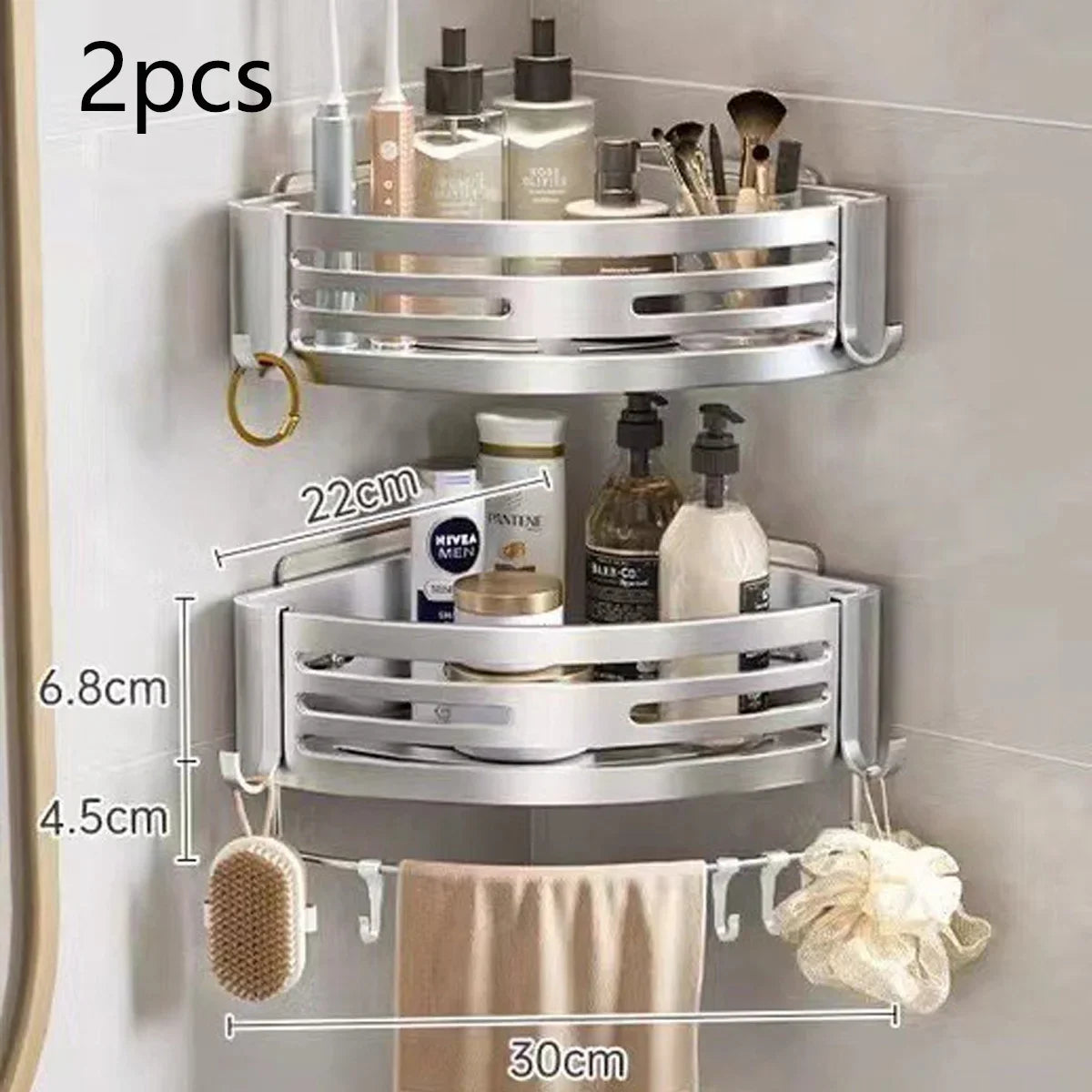 Hign Shower Corner Shelf With Hook Towel Bar Organizer