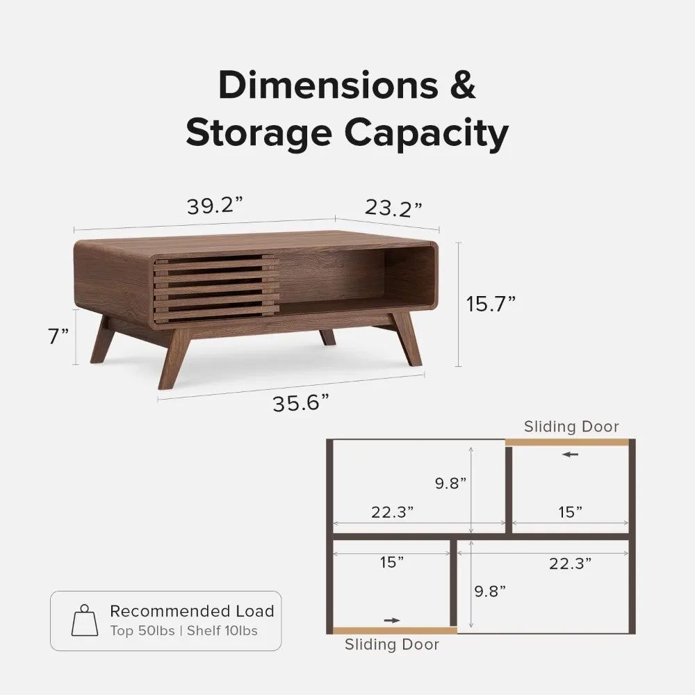 YANYING Ensley Coffee Table With Storage Modern Farmhouse