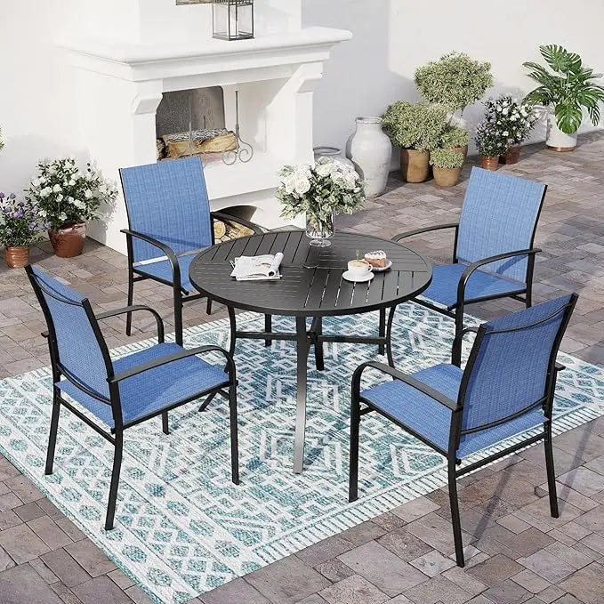 Huanzhuang Patio Dining Set For Four With Umbrella Hole