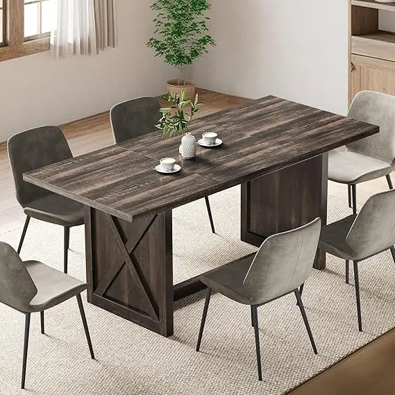 Rustic Farmhouse Dining Table For Kitchen Seats 6 To 8