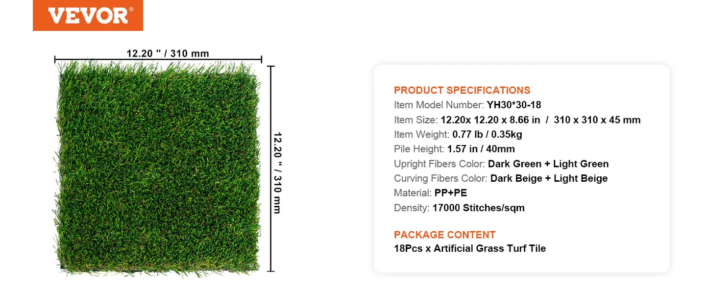 VEVOR Artificial Grass Rug Turf Door Mat For Outdoor Patio