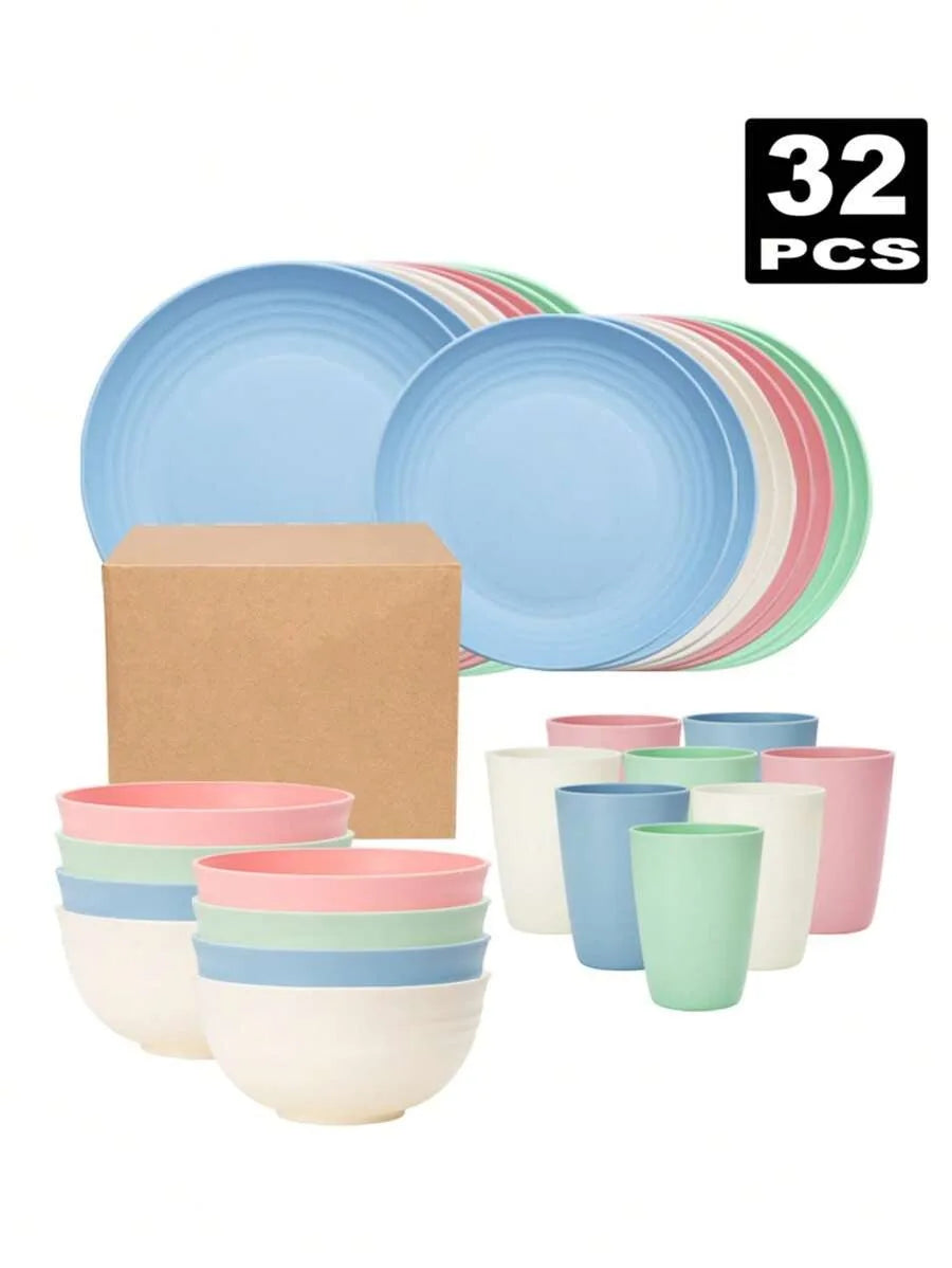 Choice Reusable Plastic Dinnerware Set Plates Bowls Cups