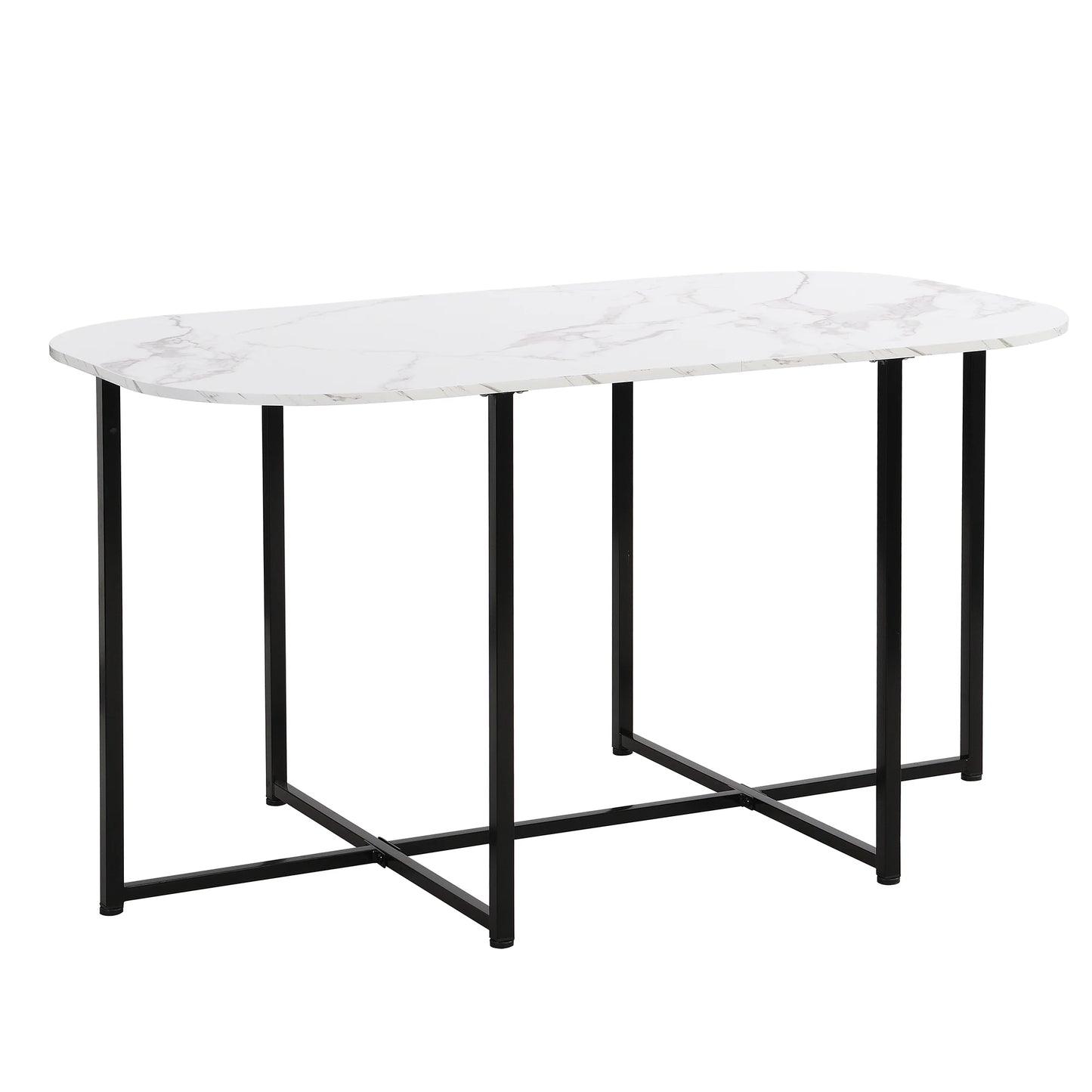 Wavesloop Modern 7 Piece Dining Table Set With Faux Marble
