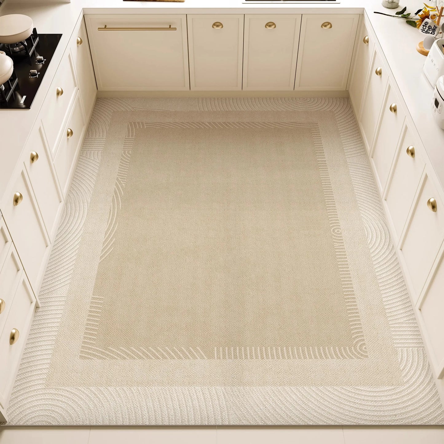 Craft PVC Leather Kitchen Mats Modernist Minimalist Design Waterproof Oilproof Rug for Kitchen