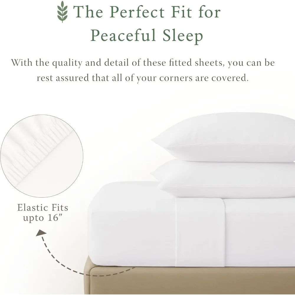 GOTS Percale Cooling Sheet Set With Deep Pockets Up To 18 Inches 4 Piece Comfort