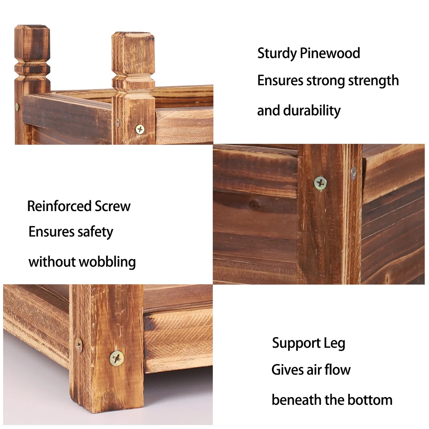 Hign Concerned Wooden Raised Flower Bed Planter For Garden