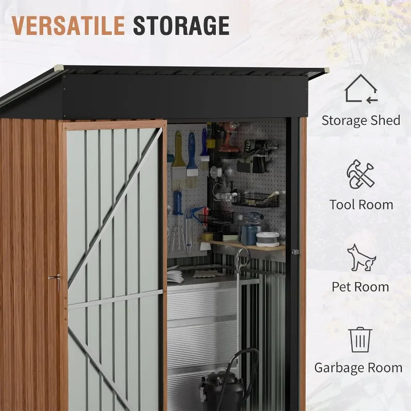 Outdoor Metal Storage Shed With Lock Lean To 5X3 Ft