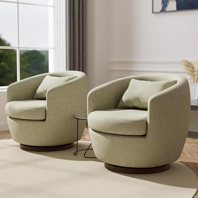 Guangbai Leather Accent Swivel Chair Pair With Storage