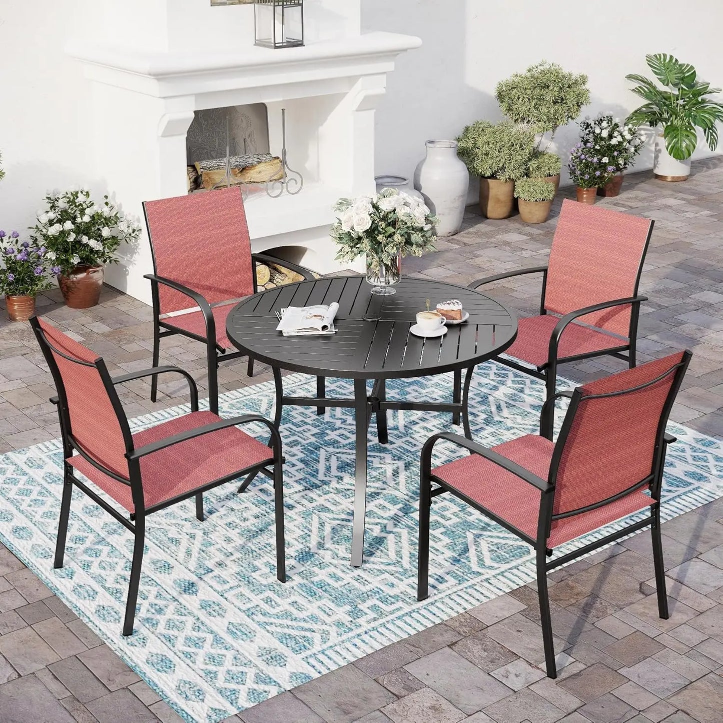 Huanzhuang Patio Dining Set For Four With Umbrella Hole
