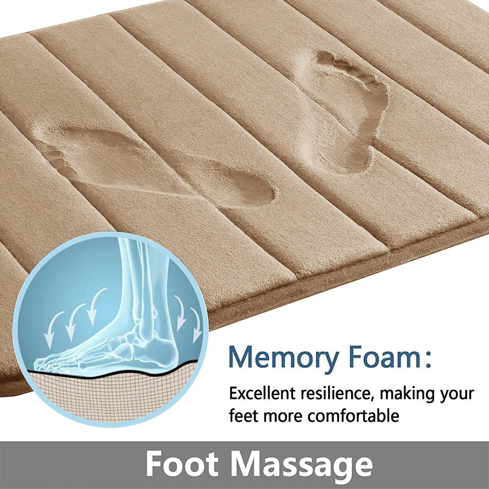 Memory Foam Bath Mat Set Non Slip Absorbent Washable