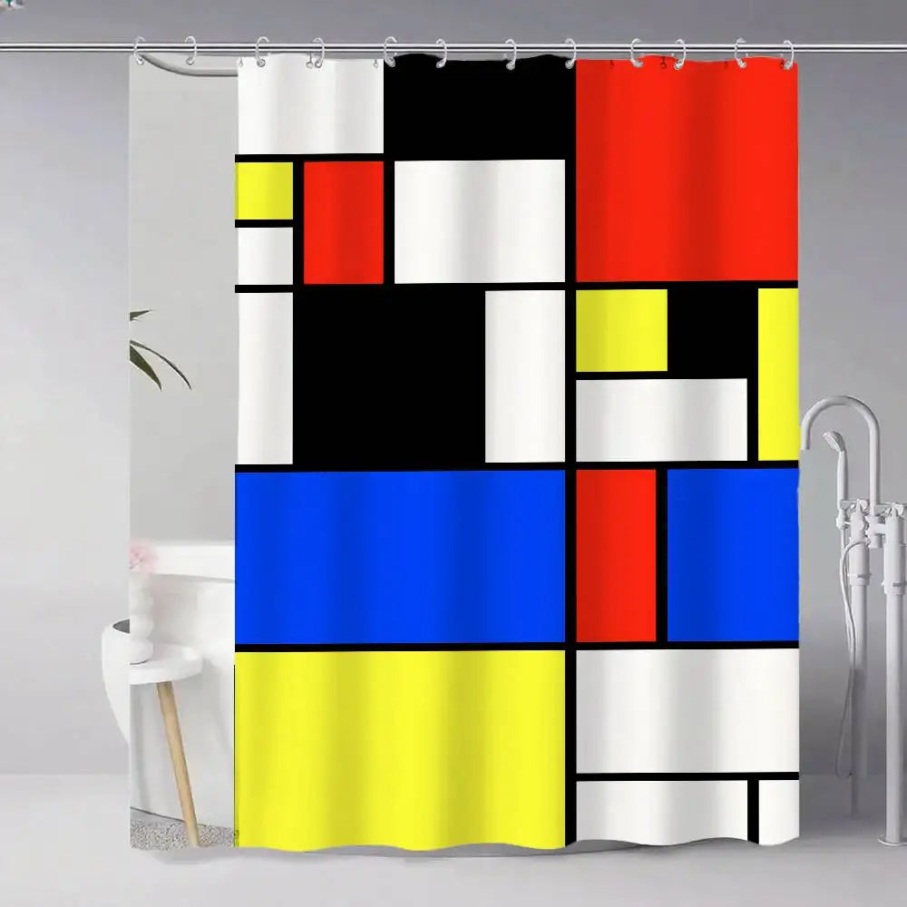 Choice Mondrian Modern Shower Curtain With Hook Art Deco