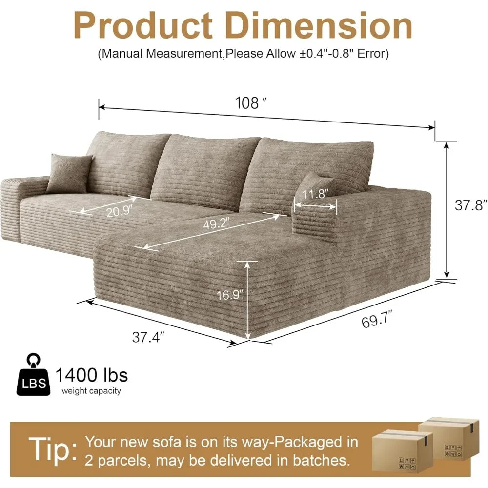 Angduo L Shaped Modular Sectional Sofa For Living Room