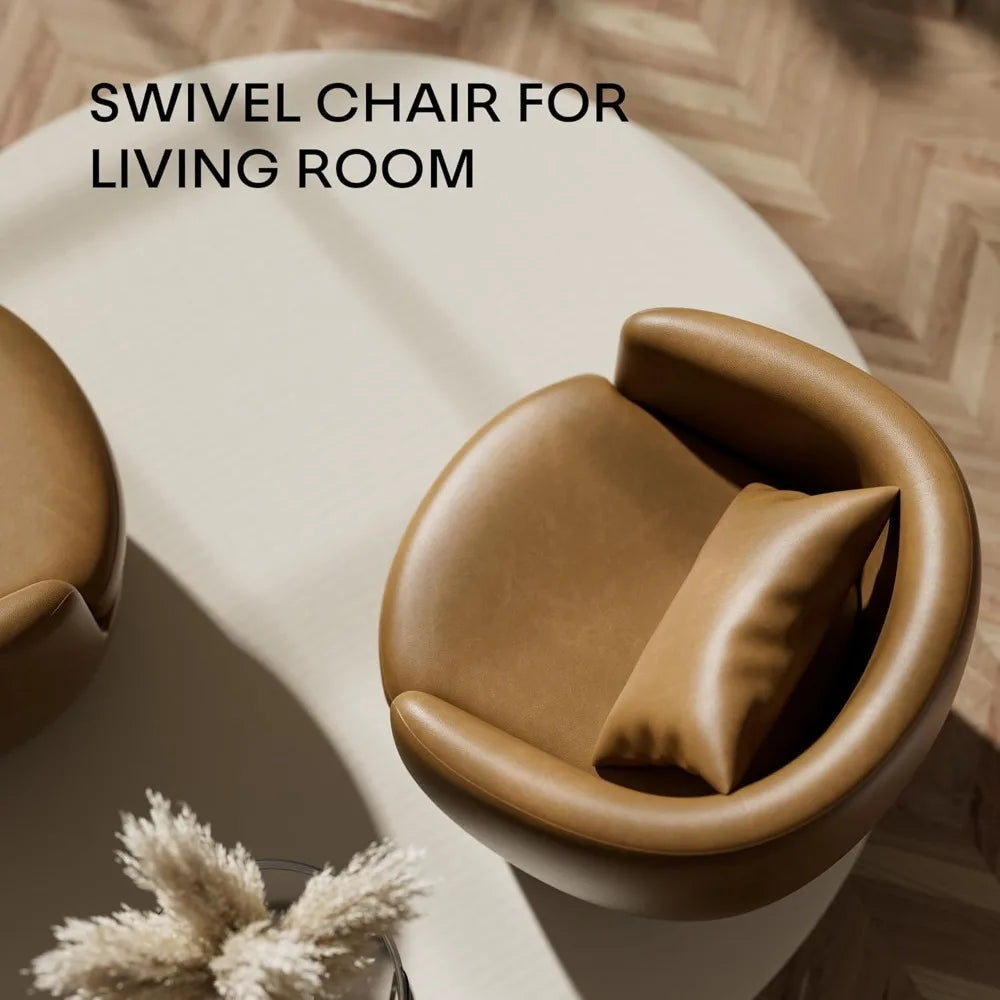 Guangbai Leather Accent Swivel Chair Pair With Storage