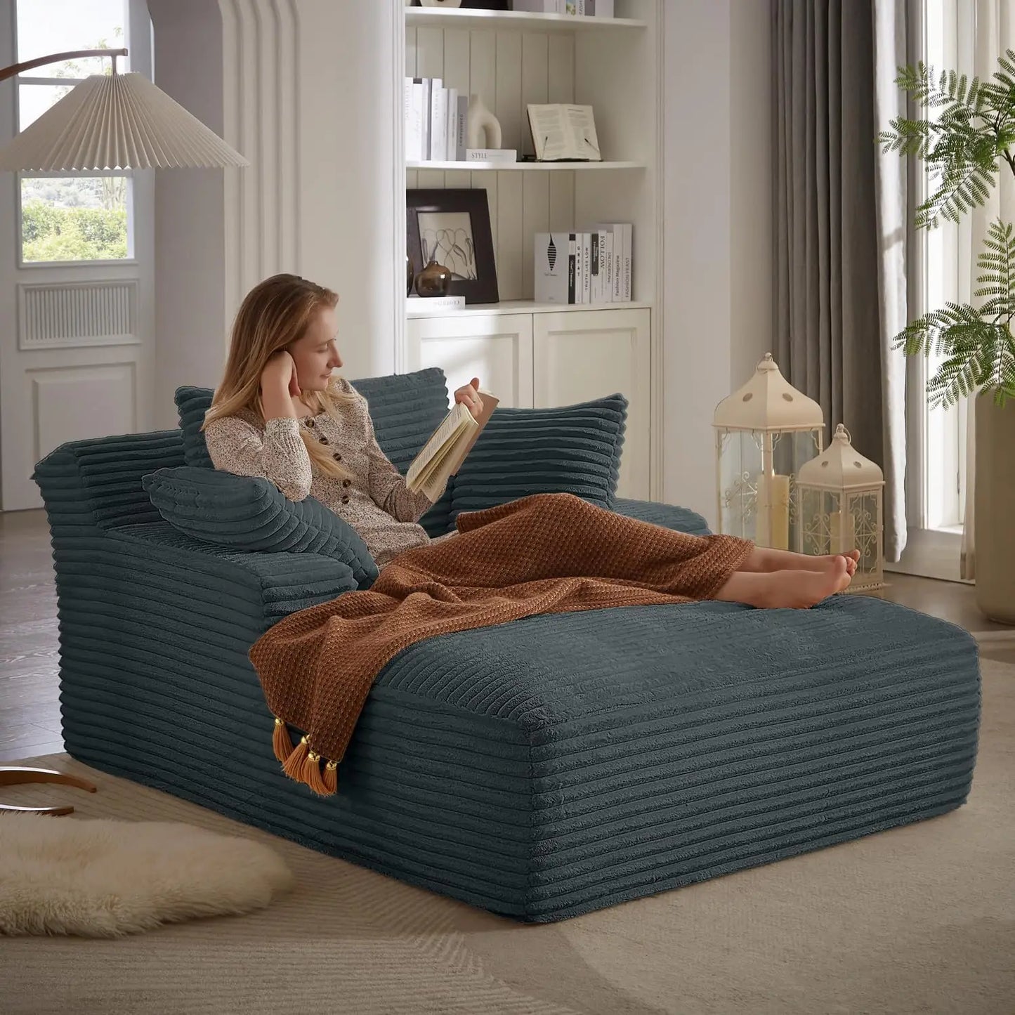 HUANZHUANG Corduroy Chaise Lounge Chair Indoor Sofa Bed