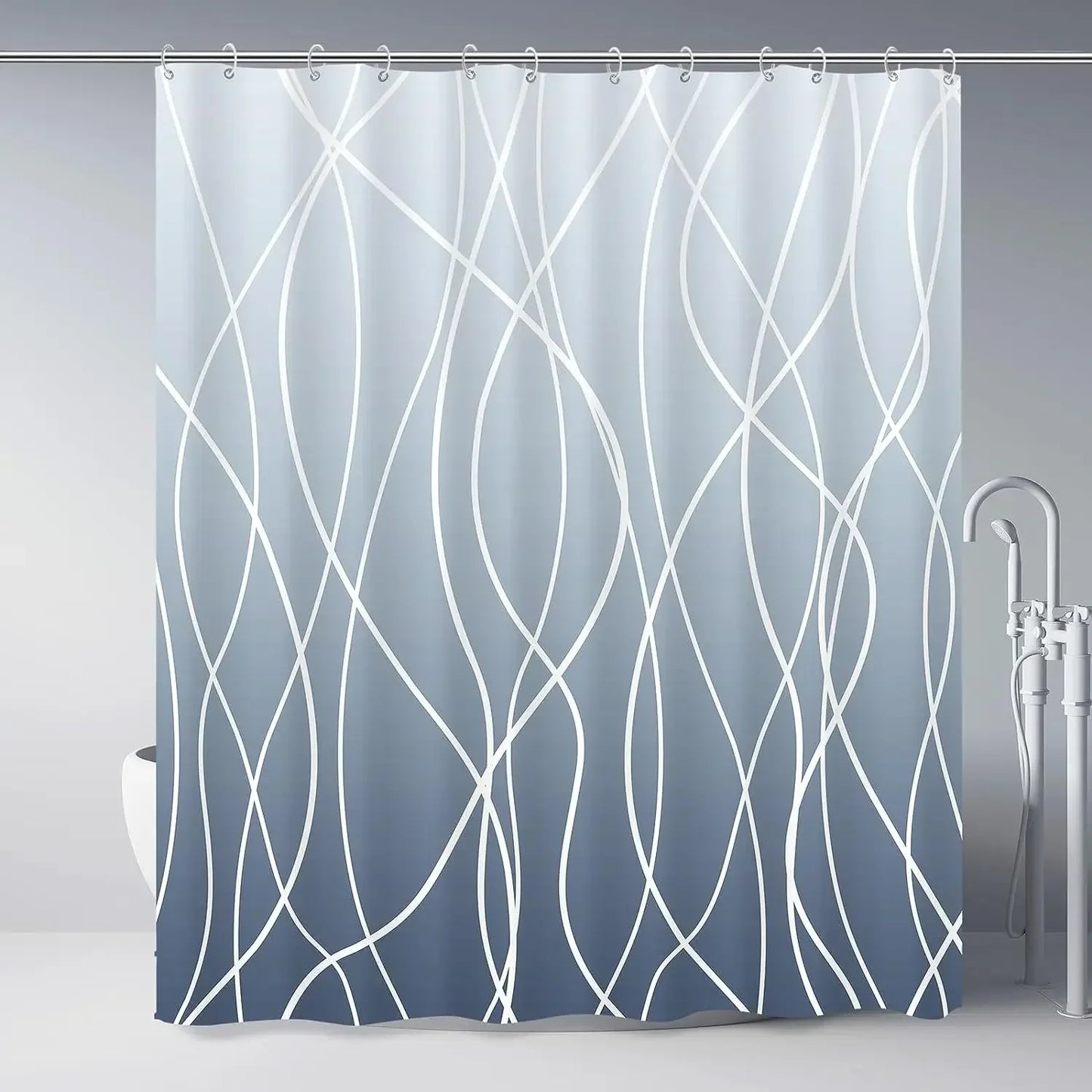 Craft Of Weaving Modern Striped Corrugated Polyester Shower Curtain For Bathroom Decor
