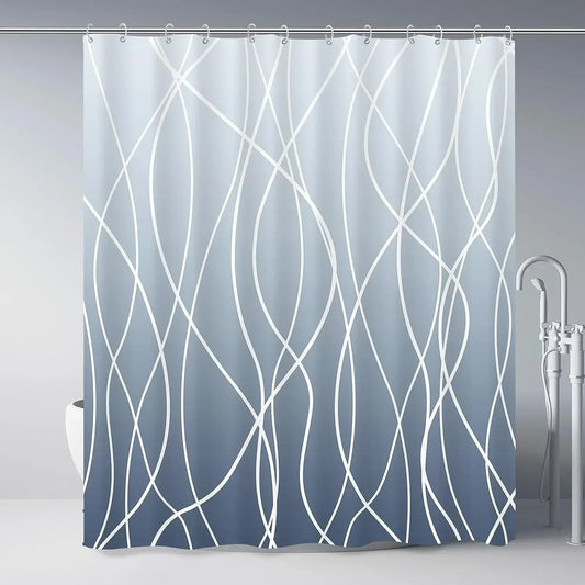 Craft Of Weaving Modern Striped Corrugated Polyester Shower Curtain For Bathroom Decor