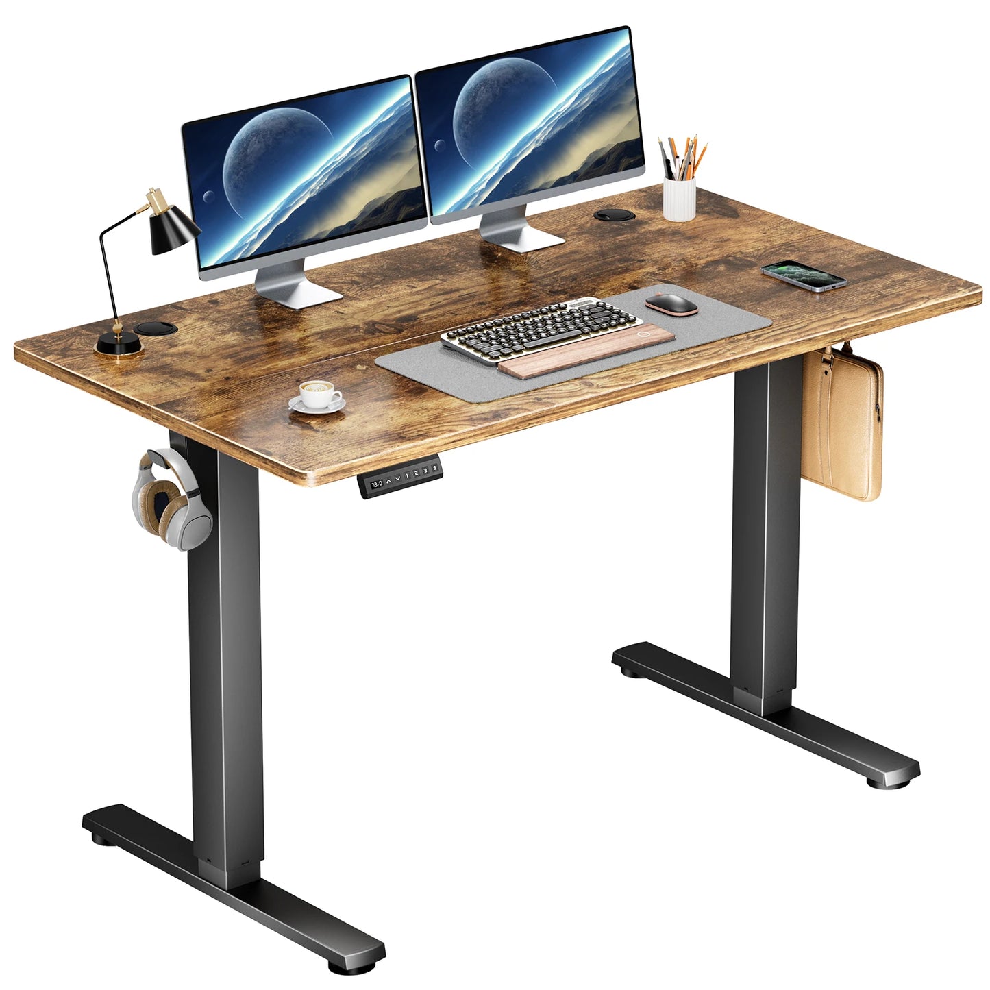 JHK Electric Standing Desk Height Adjustable Sit Stand Workstation With 3 Memory Presets And Quick Height Recall