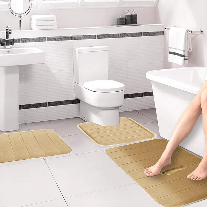 Super Absorbent Bath Rug Set 3 Pieces Non Slip Mats