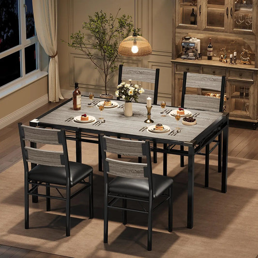 Acekool Modern Dining Table Set For Four With Chairs Included For Stylish Kitchen And Dining Room Furniture