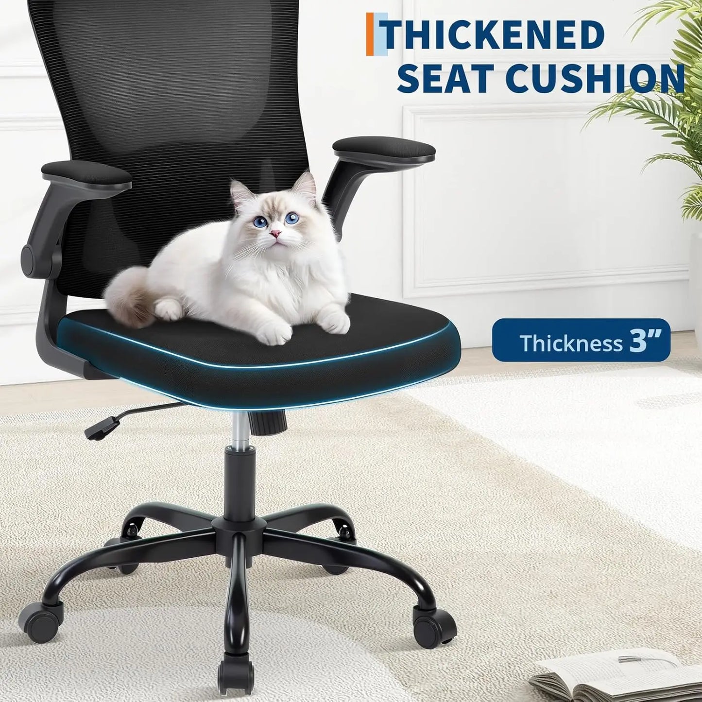 HobbyLane Ergonomic Office Chair With High Back Mesh And Adjustable Headrest For All Day Comfort And Lumbar Support