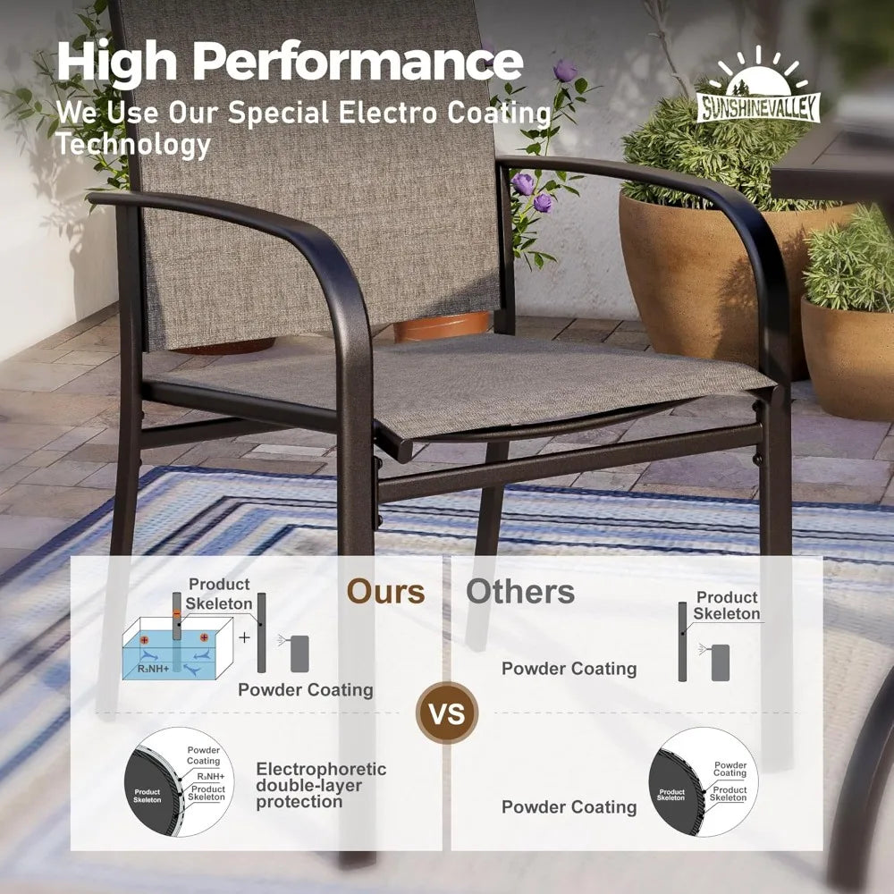 Huanzhuang Patio Dining Set For Four With Umbrella Hole