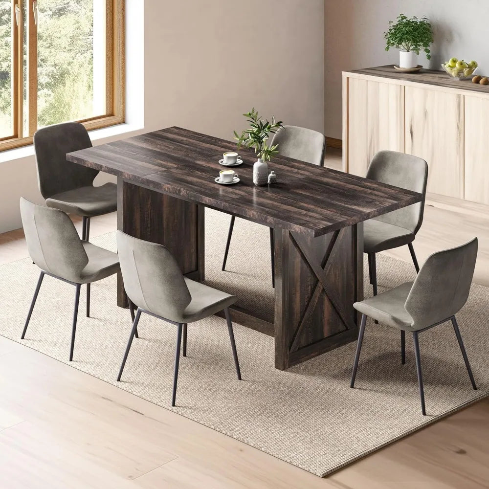 Rustic Farmhouse Dining Table For Kitchen Seats 6 To 8